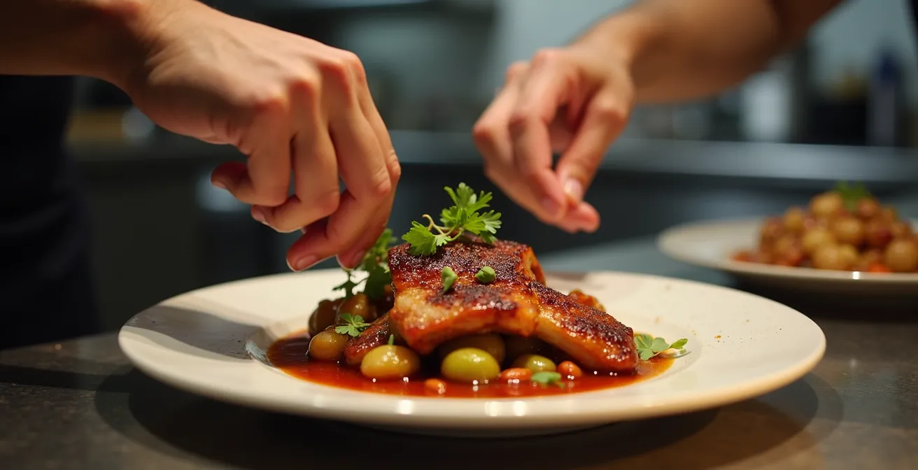 Composition culinaire montrant l'équilibre délicat entre fusion créative et respect culturel