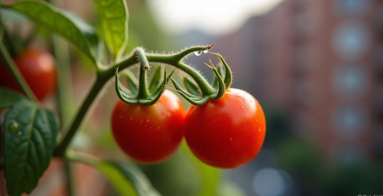 Balcon d'appartement montréalais avec jardin urbain luxuriant en pleine production automnale