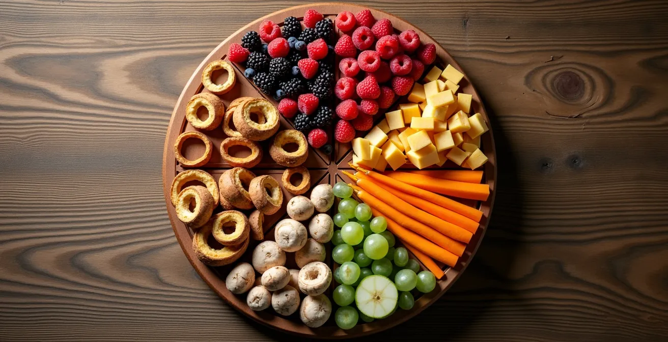 Calendrier visuel montrant trois appareils de cuisine associés aux saisons canadiennes avec produits locaux correspondants