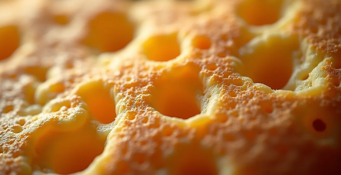 Détail macro montrant la texture unique d'un produit artisanal québécois avec ses imperfections caractéristiques